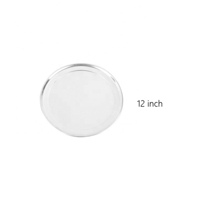 12 pulgadas redonda de aluminio pizza sartén bandeja de pizza poco profunda de borde ancho bandeja de cocción de pizza