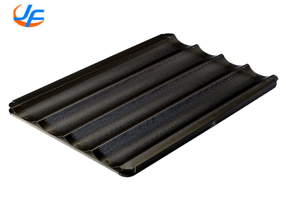 RK Bakeware China Foodservice Chicago Metallic 5 Loaf Glazed Uni Lock NSF Aluminio Baguette Envases para hornear