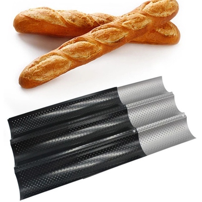 RK Bakeware China Foodservice NSF Perforado 3 ranuras Moldeos Baguette bandeja de horneado de pan francés