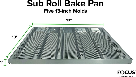 RK Bakeware China Foodservice NSF Commercial Bakeware 5 Count 3 Inch Sub Sandwich Roll Pan horneado en bandeja
