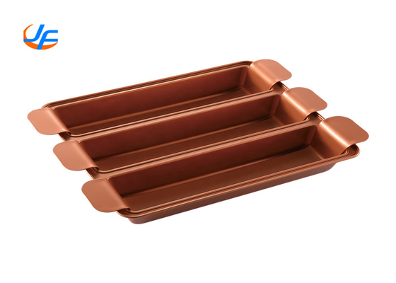 RK Bakeware China Foodservice NSF Telfon Coat Pan de pan de aluminio Pullman Tres tazas Pan de pan de cobre Trisagna