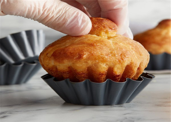 RK Bakeware China Foodservice NSF Telfon No adhesivo Molde de pastel de aluminio Mini Brioche con flauta Molde de la sartén