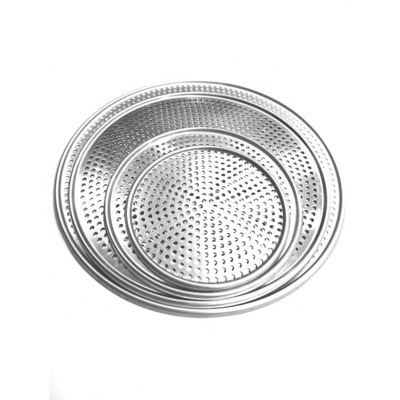 8 pulgadas bandeja de aluminio fabricante bandeja de aluminio agujeros de círculo horno de metal bandeja de pizza de pizza perforada molde