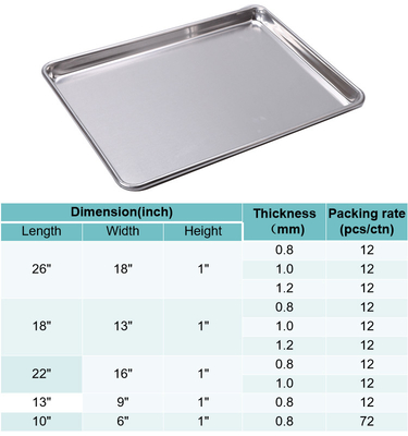 26 por 18 pulgadas 1,2 mm de aleación de aluminio sartén de aleación de aluminio bandeja de horno bandeja de horno de aluminio bandeja de horno