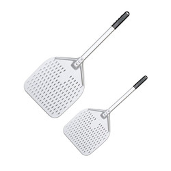 66 cm de anodizado de aluminio duro de la pala de pizza 12 pulgadas de plata de aluminio perforado de la cáscara de la pizza