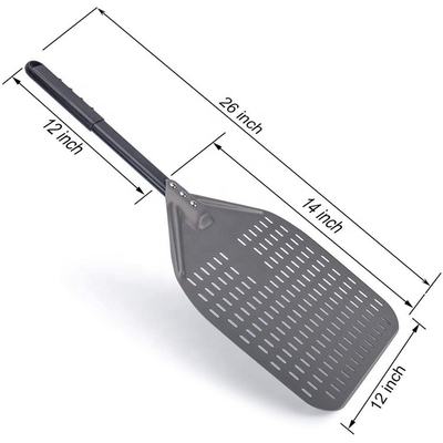 Alumina de pizza para girar la pala de 12 pulgadas negro dura de aluminio perforado cáscara de pizza